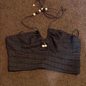 Black Lace Halter Top